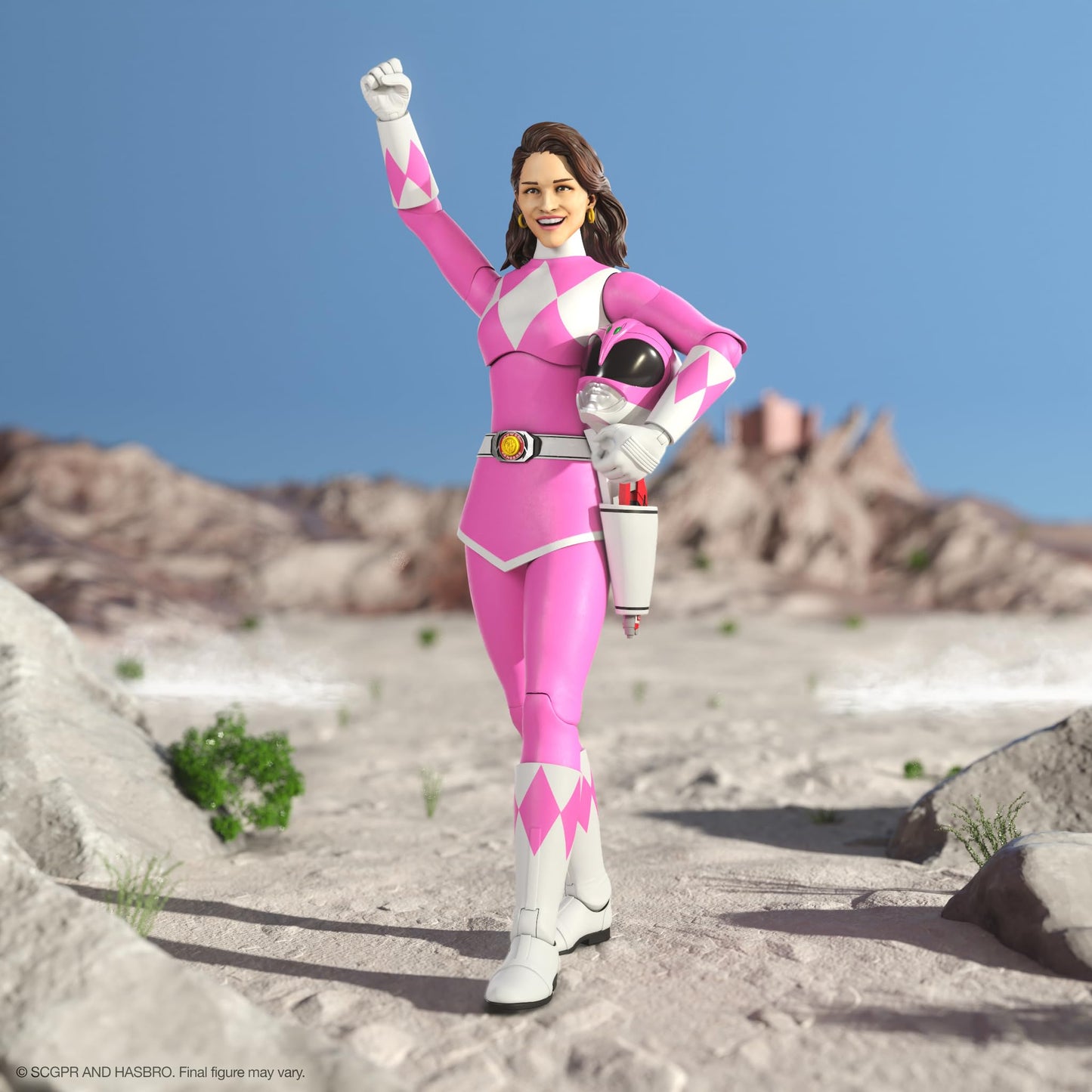 Super7 ULTIMATES! Pink Ranger: 7-Inch Action Figure with Interchangeable Heads & Accessories