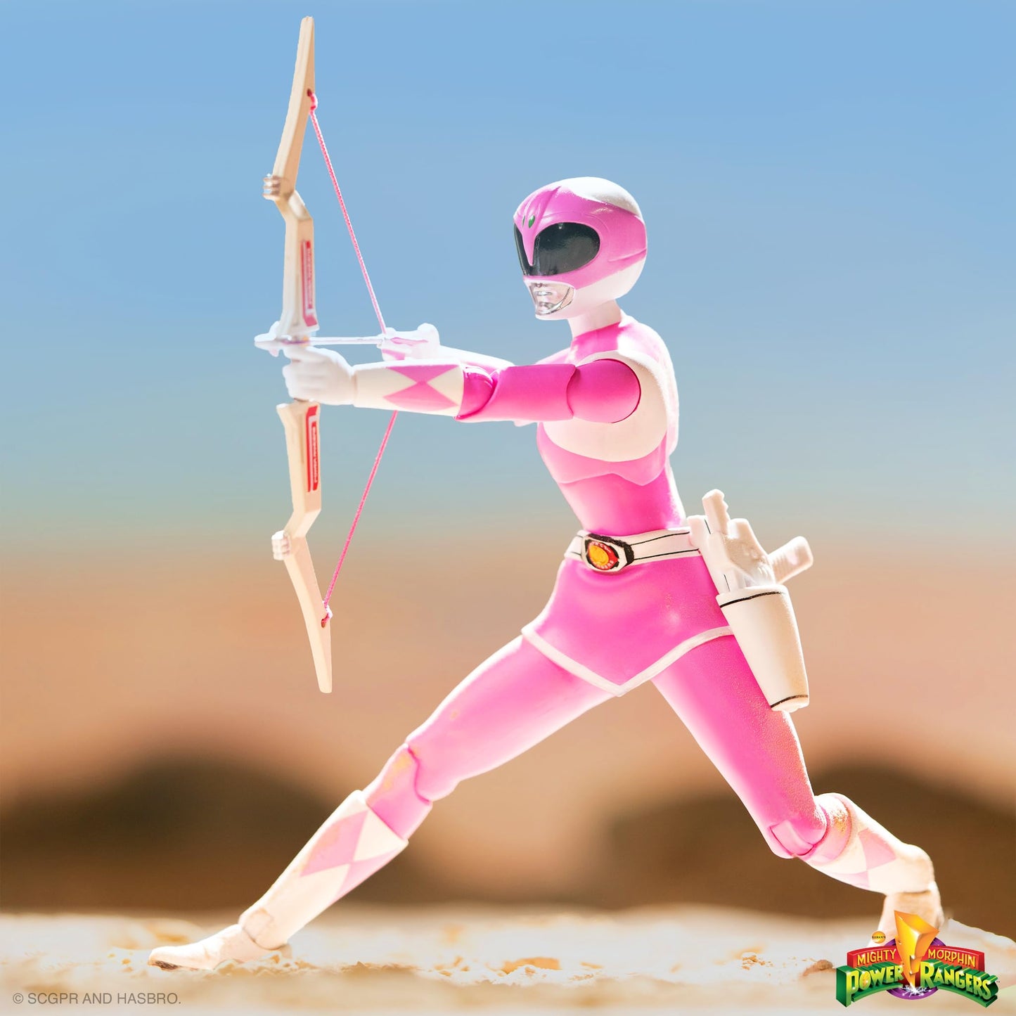 Super7 ULTIMATES! Pink Ranger: 7-Inch Action Figure with Interchangeable Heads & Accessories