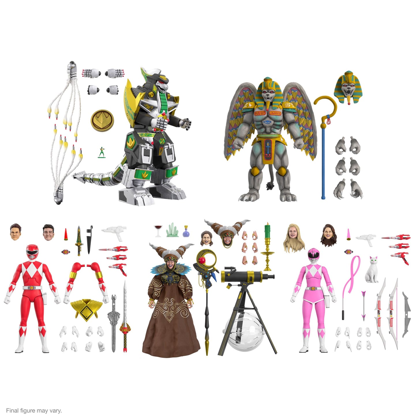 Super7 ULTIMATES! Pink Ranger: 7-Inch Action Figure with Interchangeable Heads & Accessories