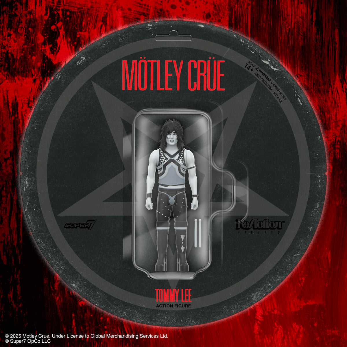 Super7 Motley Crue Tommy Lee Shout at The Devil – 3.75-Inch Black & White ReAction Figure