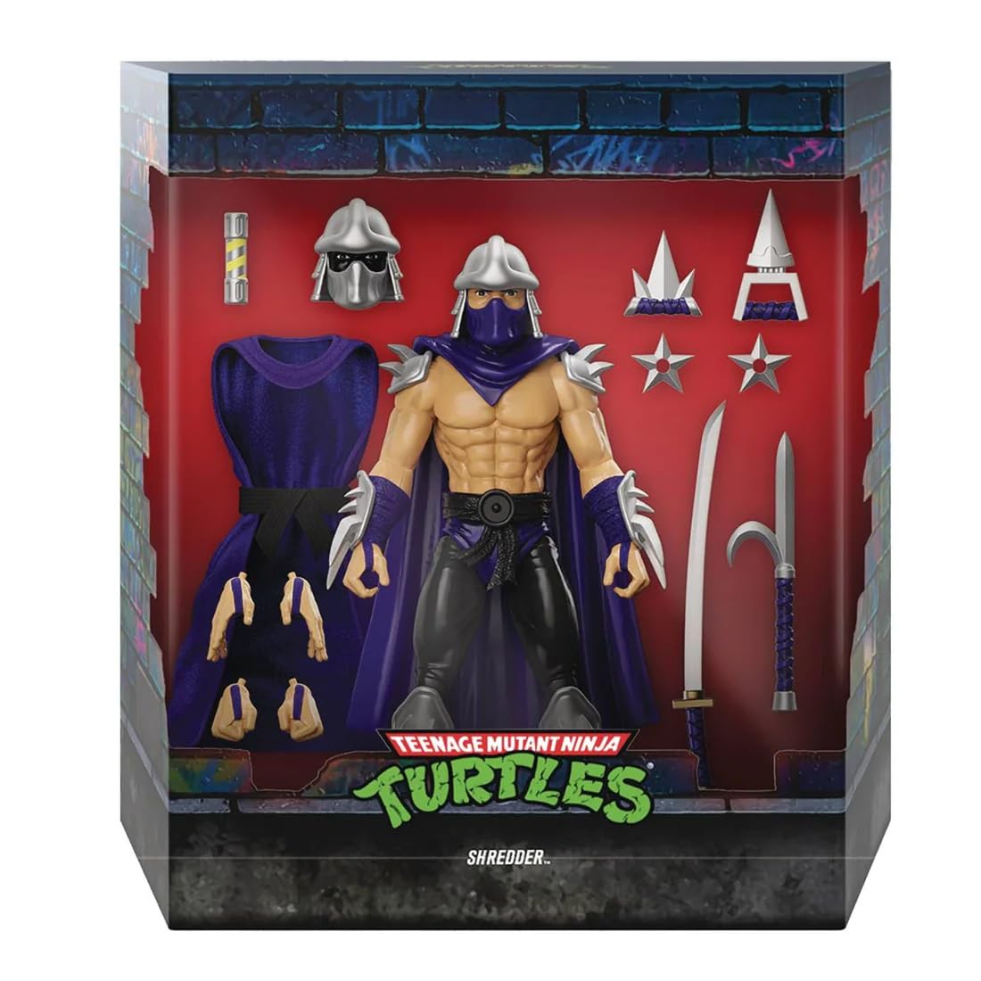 Super7 ULTIMATES! Shredder (Silver Armor) – 7-Inch TMNT Action Figure with Accessories
