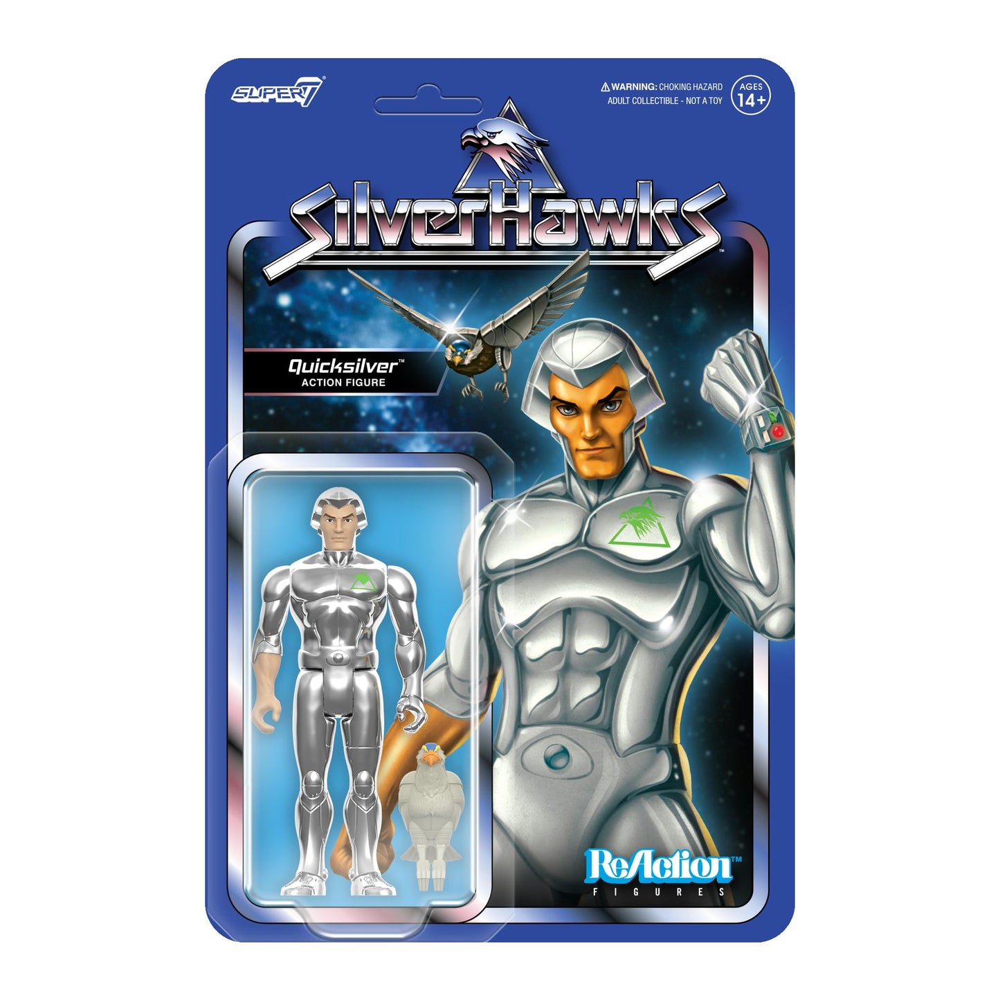 Super7 SilverHawks Quicksilver ReAction Figure – 3.75-Inch with Tally-Hawk Accessory