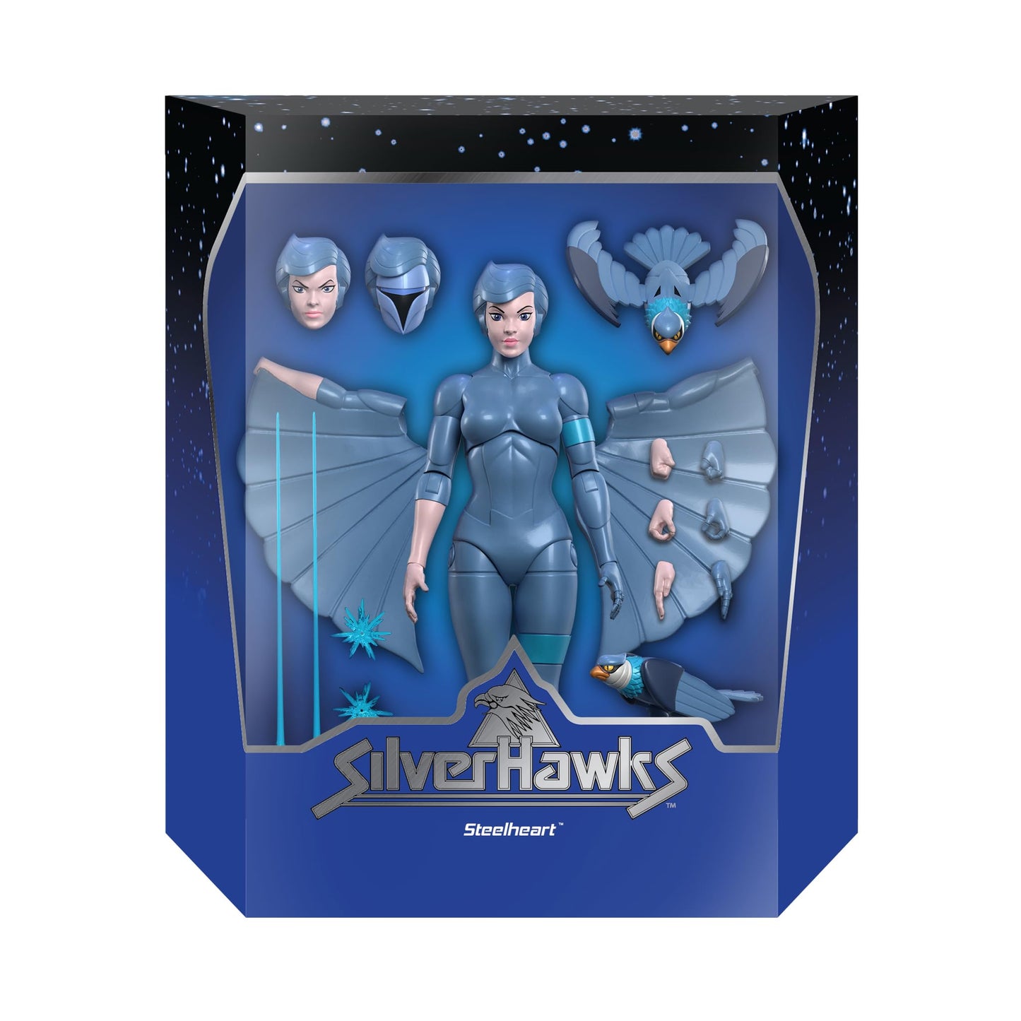 Super7 ULTIMATES! SilverHawks Steelheart – 7" Action Figure with Rayzor Accessories