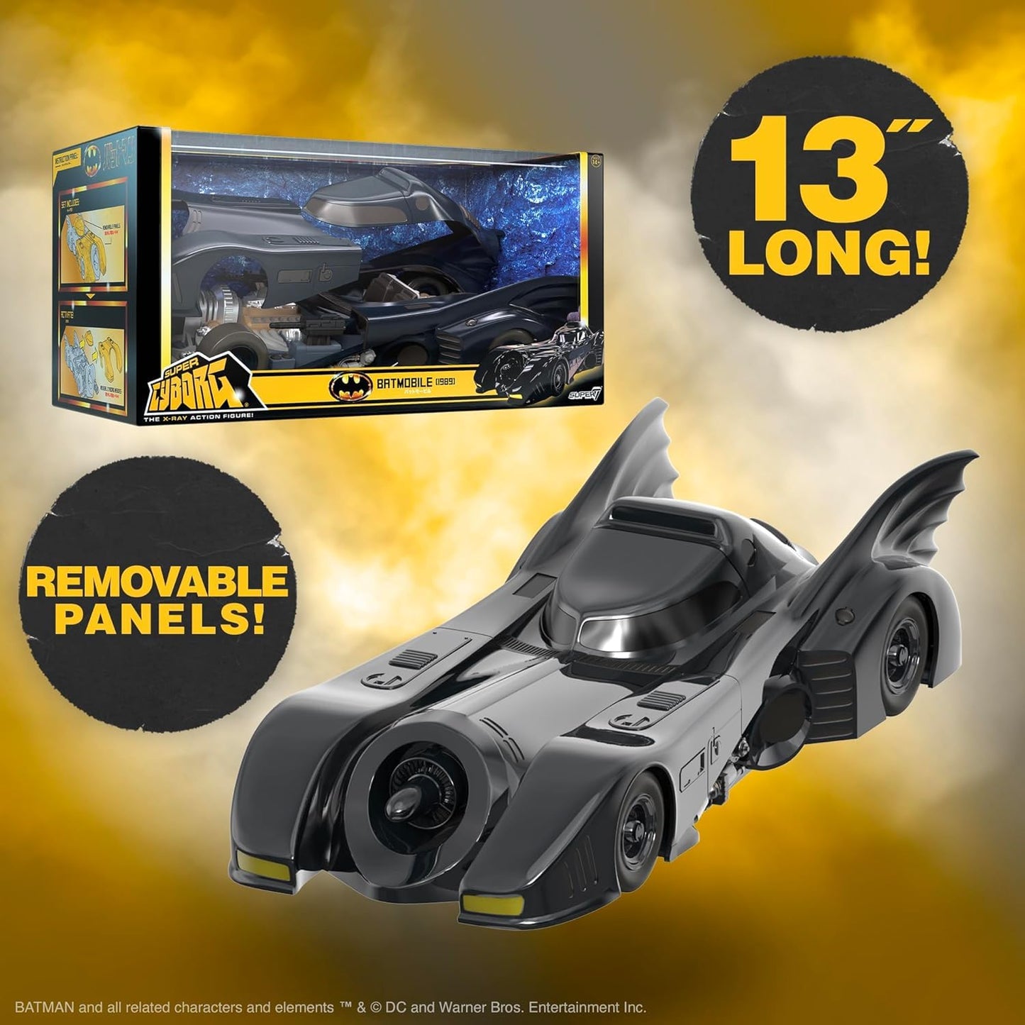 Super7 Super Cyborg Batman Batmobile 1989 - 13-Inch Movie-Accurate Collectible Vehicle