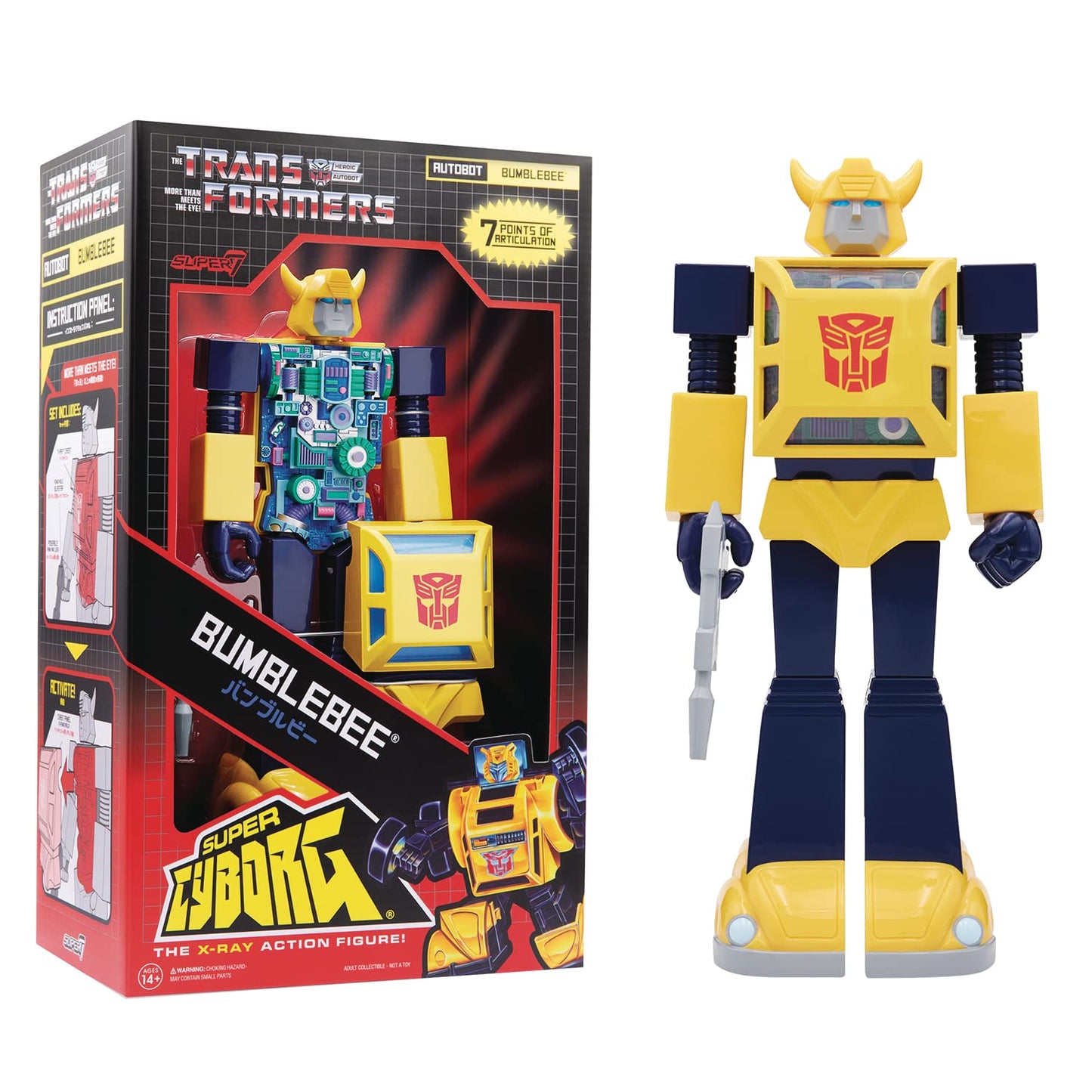 Super7 Super Cyborg Bumblebee (G1 Full Color) – 10" Transformers Action Figure with Removable Torso Panel