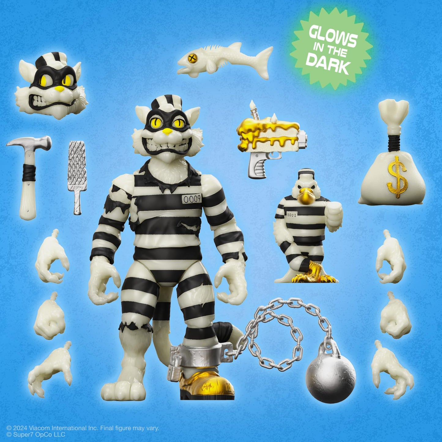 Super7 ULTIMATES! TMNT Scratch Cat Glow-in-the-Dark: 7-Inch Action Figure with Accessories | Classic Cartoon Collectibles