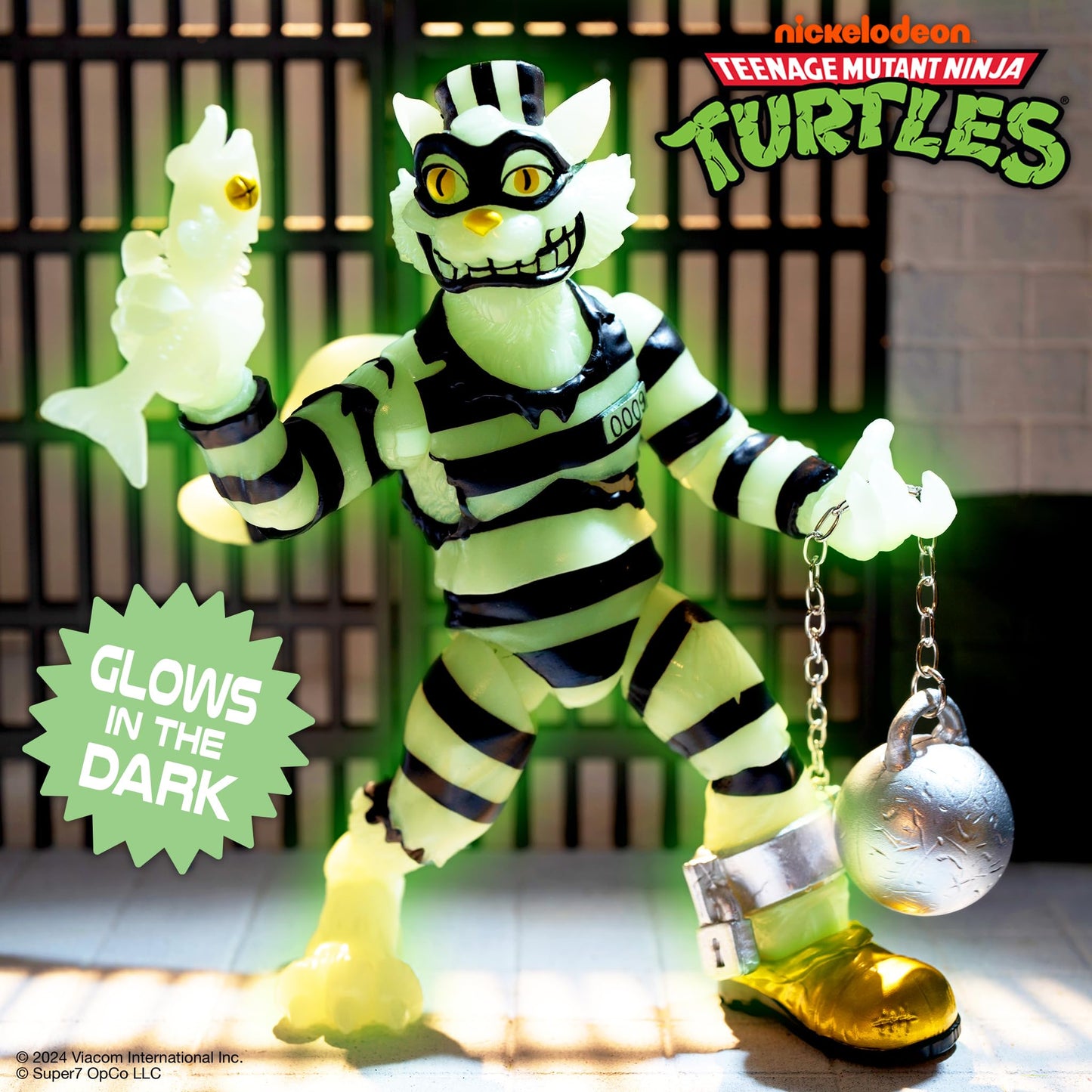 Super7 ULTIMATES! TMNT Scratch Cat Glow-in-the-Dark: 7-Inch Action Figure with Accessories | Classic Cartoon Collectibles