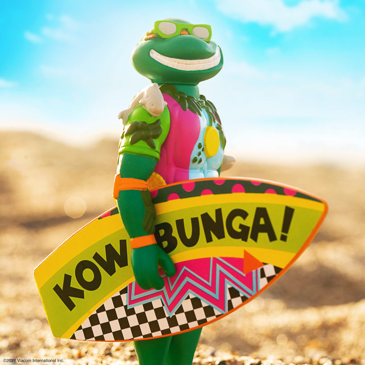 Super7 TMNT Sewer Surfer Michelangelo - 3.75” ReAction Figure with Surfboard & Accessories | Classic TMNT Collectible