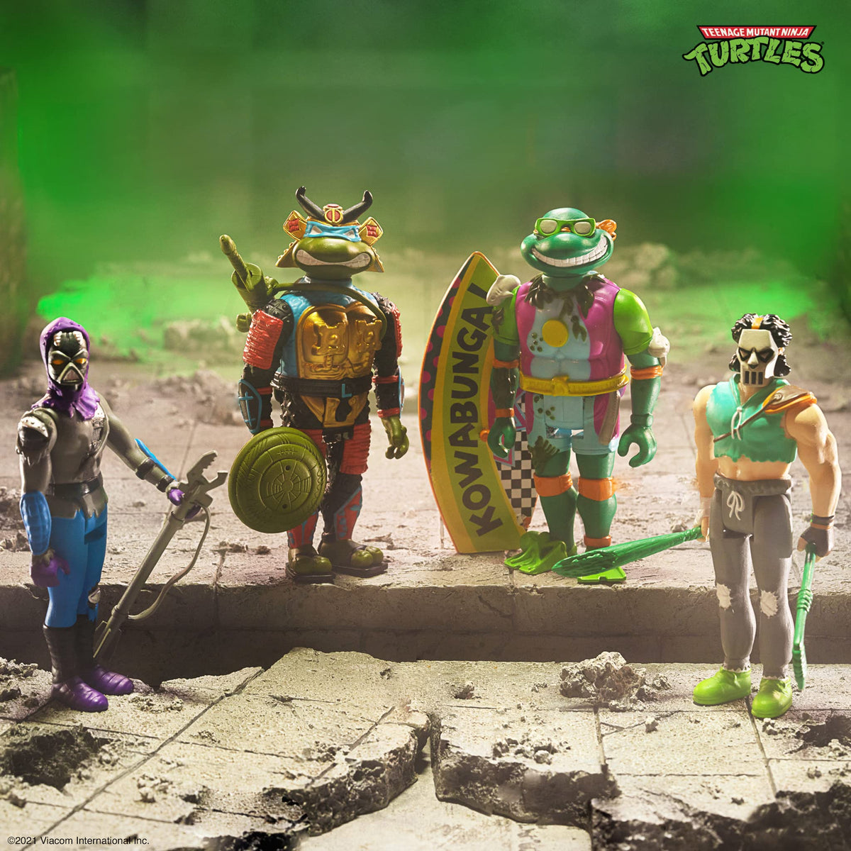 Super7 TMNT Sewer Surfer Michelangelo - 3.75” ReAction Figure with Surfboard & Accessories | Classic TMNT Collectible