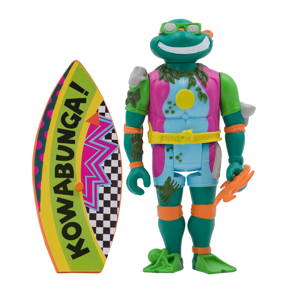 Super7 TMNT Sewer Surfer Michelangelo - 3.75” ReAction Figure with Surfboard & Accessories | Classic TMNT Collectible