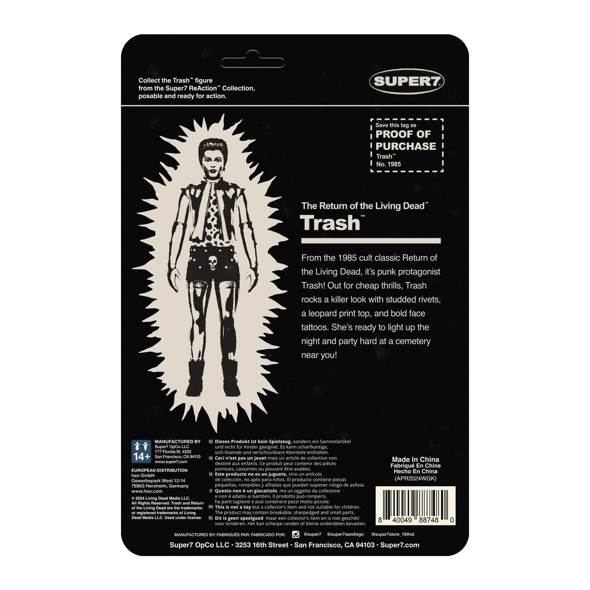 Super7 Return of The Living Dead Trash (Monster Glow) – 3.75-inch ReAction Figure