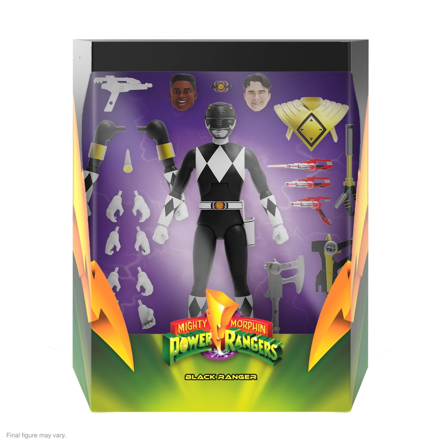 Super7 ULTIMATES! Black Ranger - 7-inch Mighty Morphin Power Rangers Figure