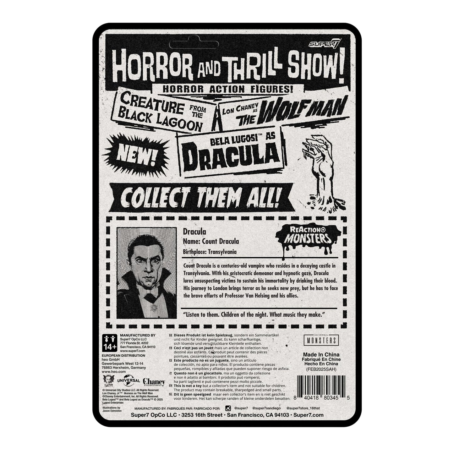 Super7 Reaction+ Dracula 3.75" Universal Monsters Action Figure with Candelabra