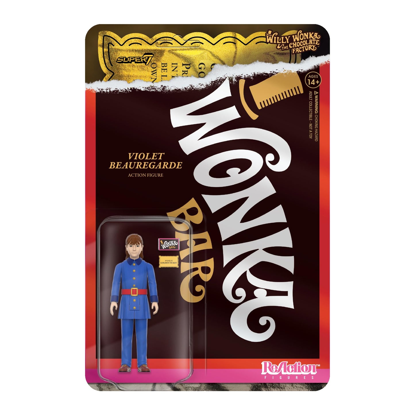 Super7 Violet Beauregarde 3.75-Inch Action Figure – Wonka Bar & Golden Ticket Accessories