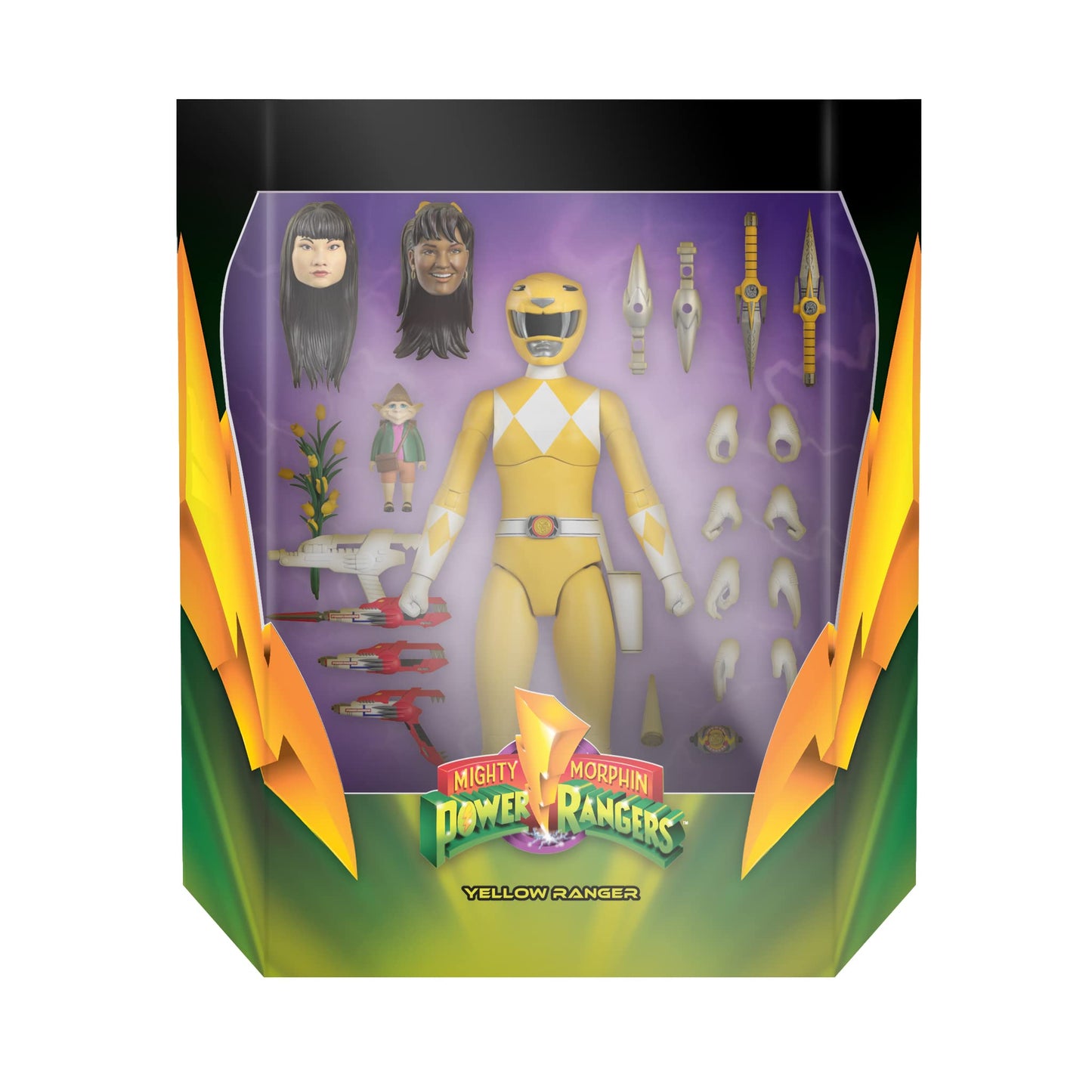 Super7 ULTIMATES! Mighty Morphin Power Rangers Yellow Ranger 7-inch Action Figure with Accessories