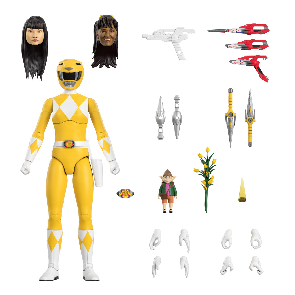 Super7 ULTIMATES! Mighty Morphin Power Rangers Yellow Ranger 7-inch Action Figure with Accessories