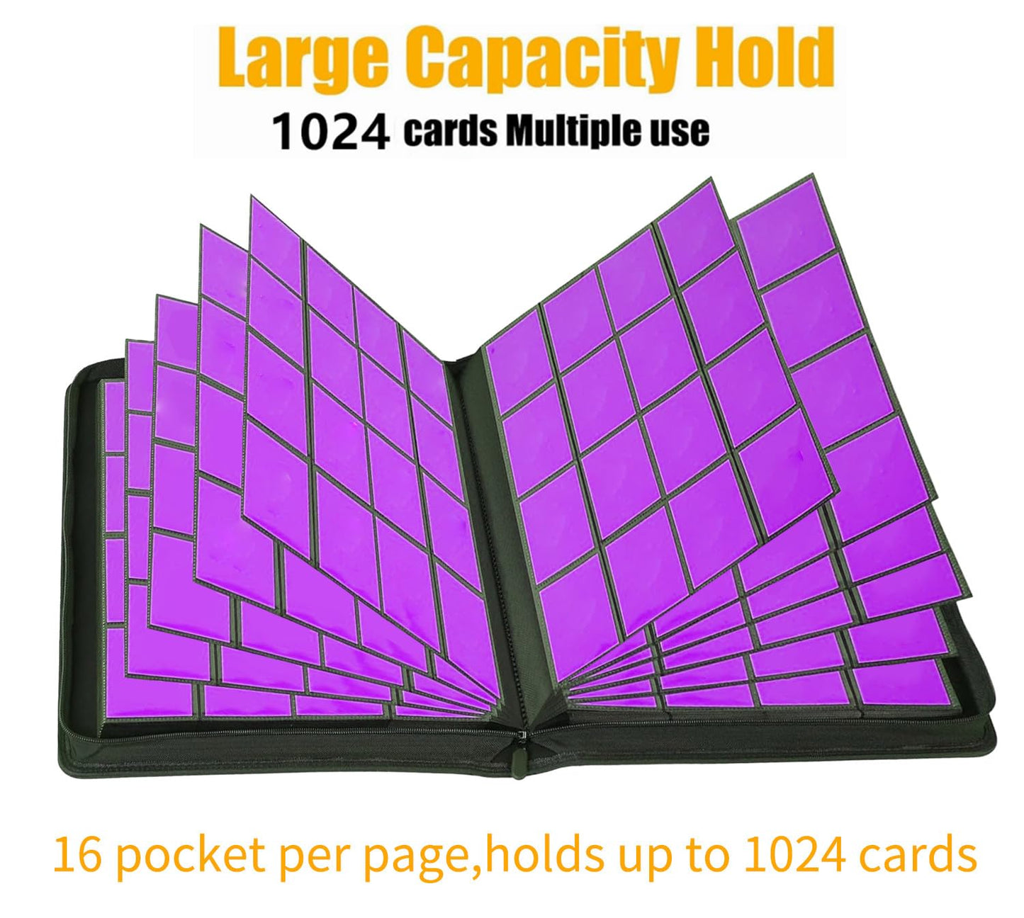 superaimi 1000+ Pockets Trading Card Binder — 16-Pocket Ringless Side-Loading Album, Red