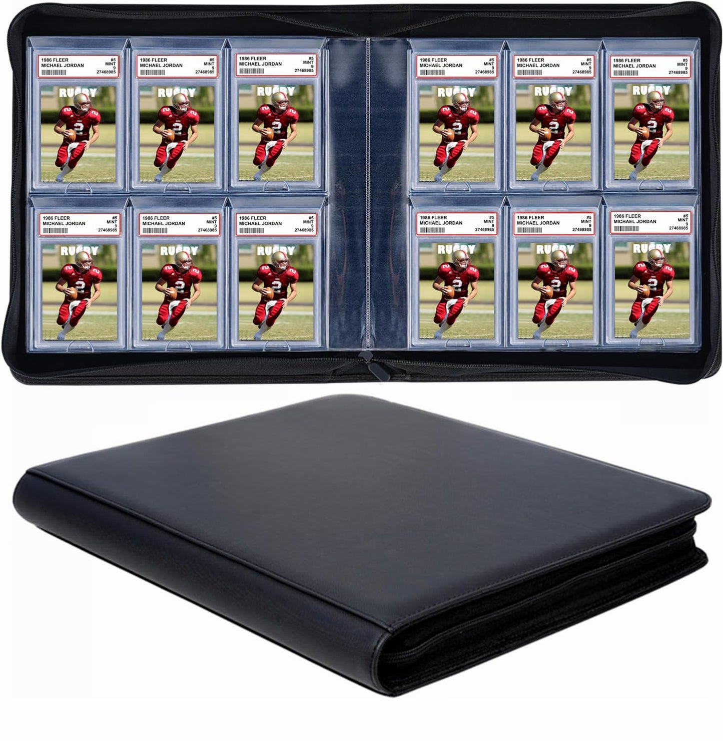 SuperAimi 60 Pockets Graded Card Binder – Toploading PSA Slab Holder, PU Leather, Black