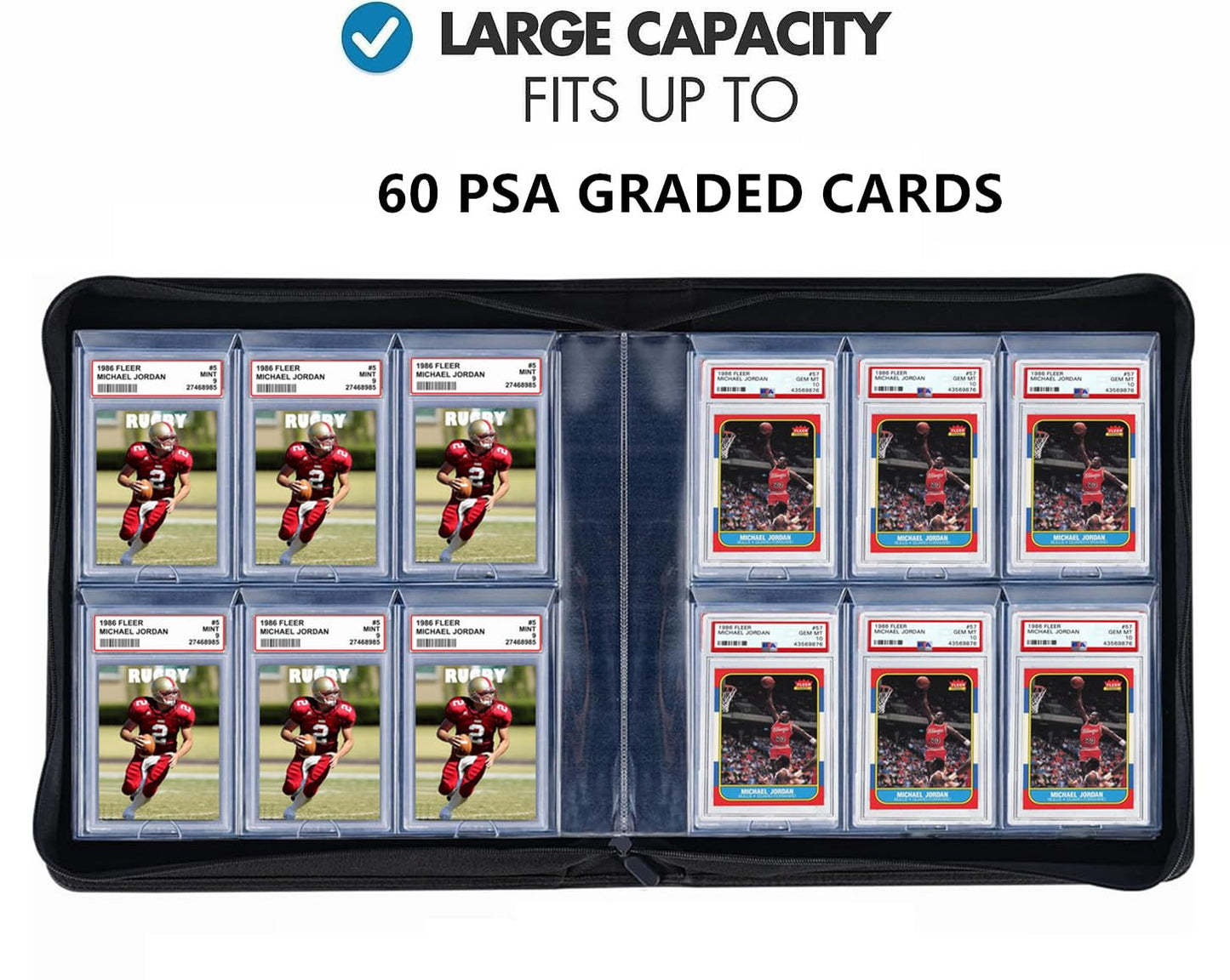 SuperAimi 60 Pockets Graded Card Binder – Toploading PSA Slab Holder, PU Leather, Black