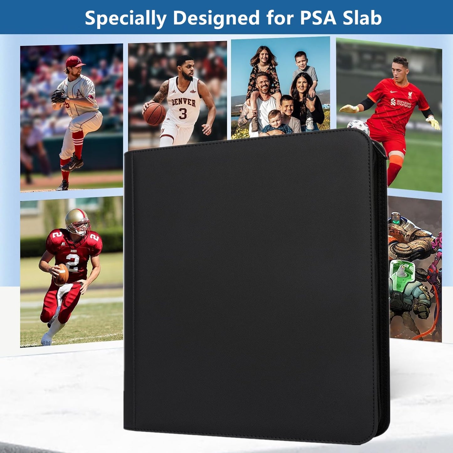 SuperAimi 60 Pockets Graded Card Binder – Toploading PSA Slab Holder, PU Leather, Black