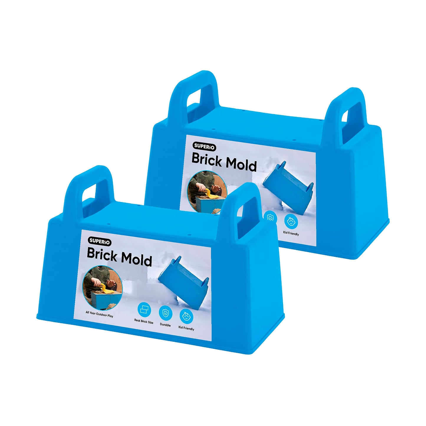 Superio Snow Brick Maker 2-Pack | Blue Igloo Fort Block Form for Snow & Sand Toys