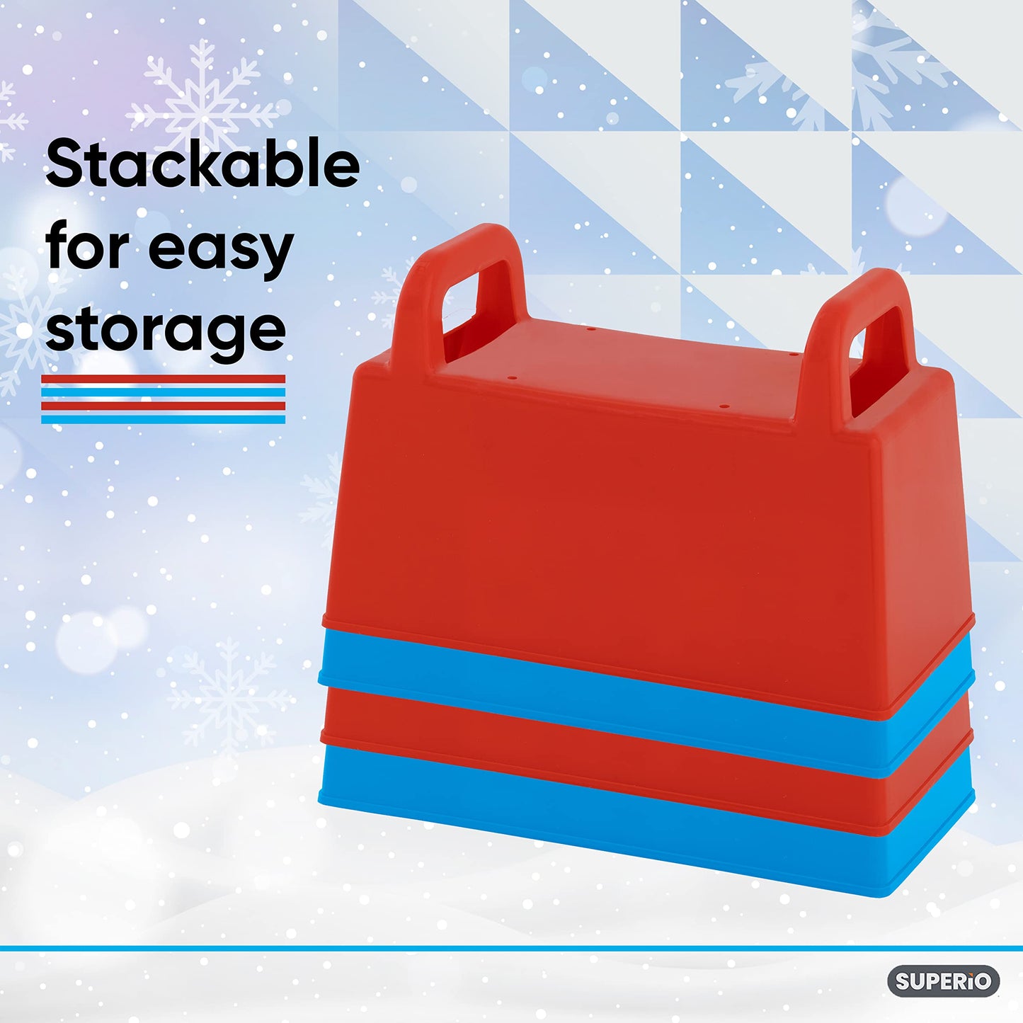 Superio Snow Brick Maker Igloo Fort Block Form – 6 Pack | Outdoor Winter Snow Toys & Sand Kit (Red/Blue)