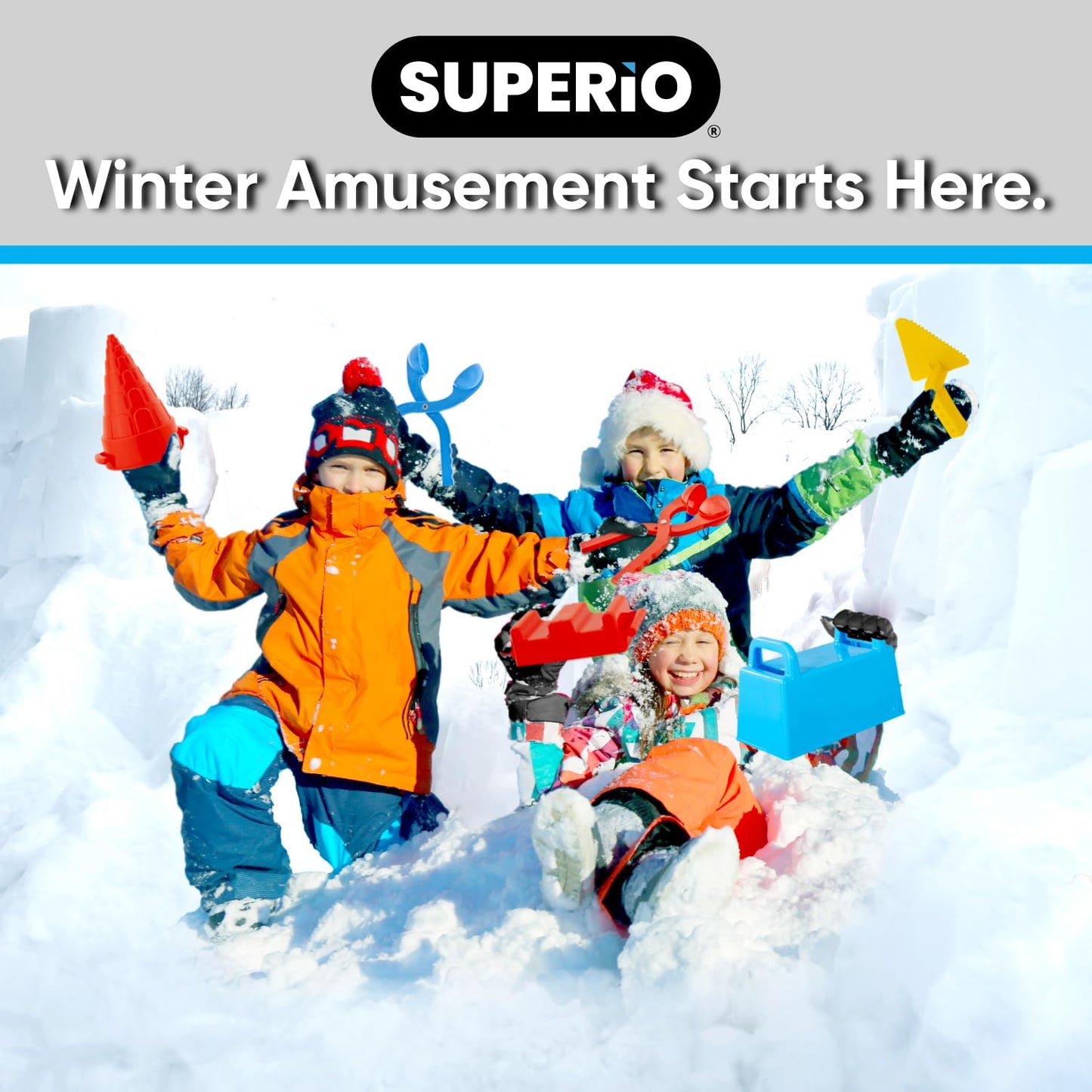 Superio Snow Brick Maker Igloo Fort – Block Form for Snow & Sand Toys (Red/Blue)