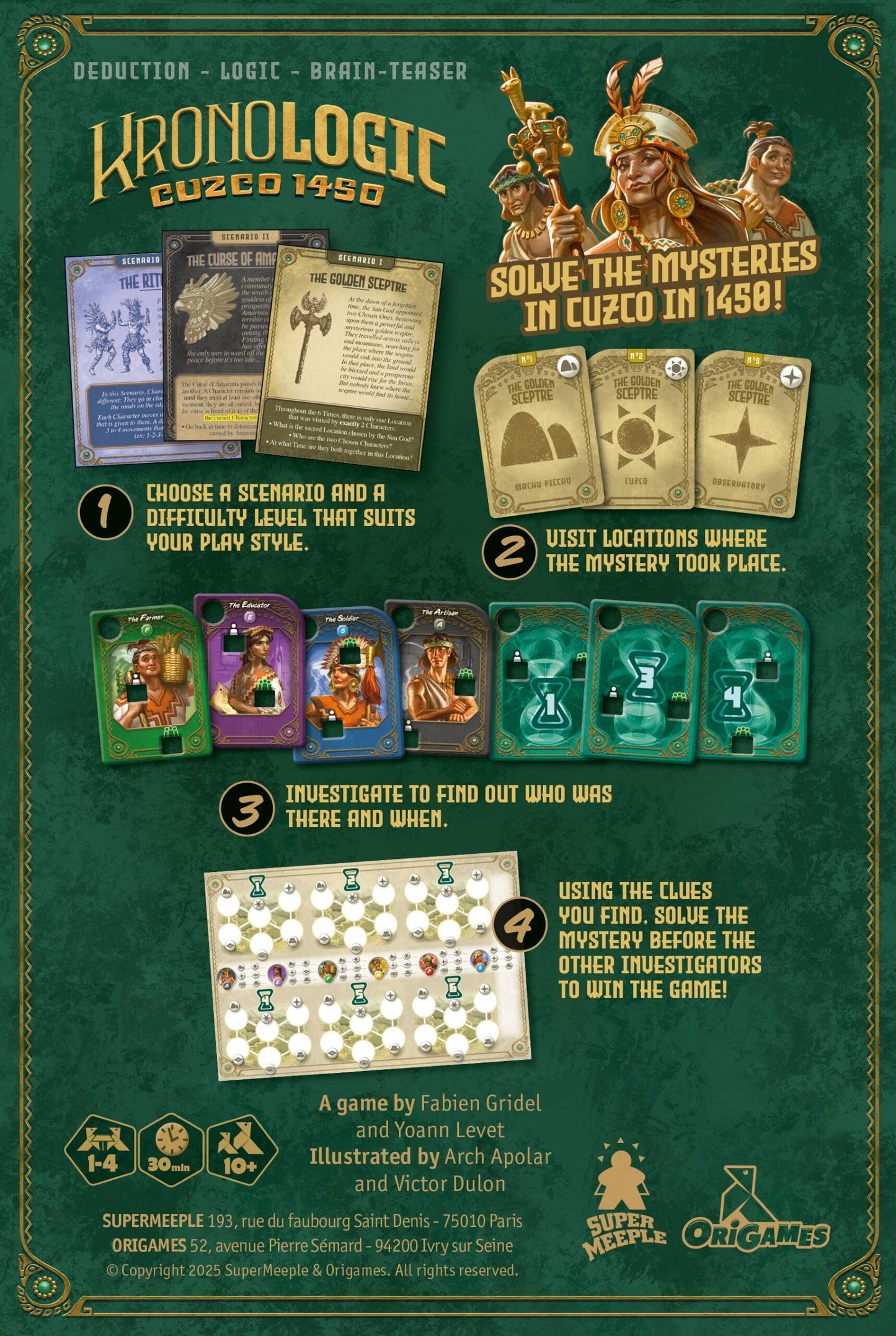 Kronologic: Cuzco 1450 | Mystery Detective Game by Super Meeple | 1-4 Players, Ages 10+, 30 Min