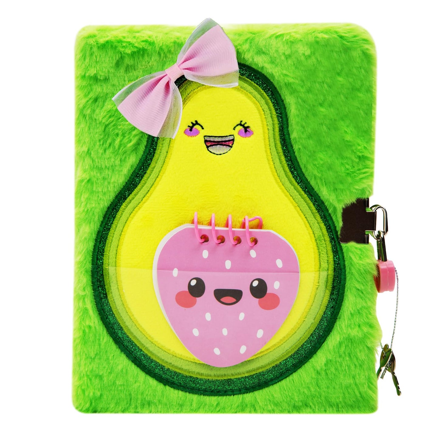SuperStyle Journal Diary for Kids | Avocado Plush Diary with Lock, 64 Pages – Gift for Girls Aged 6-8