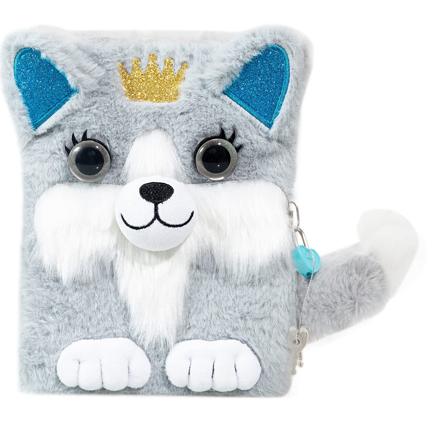 SuperStyle Journal Diary for Kids – Dog Plush Cover with Lock, Gift for Ages 6–12