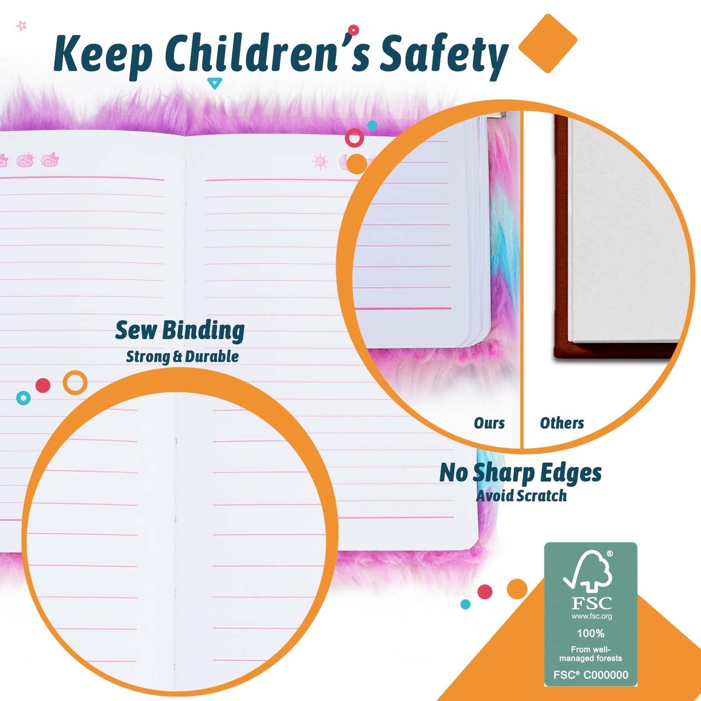 SuperStyle Journal Diary for Girls Aged 6-8 — Cute Cat Secret Diary with Lock
