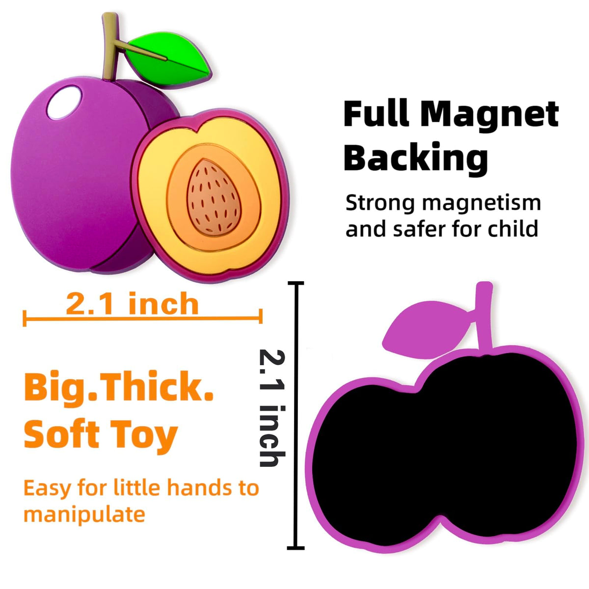 SUPINEEDO Fridge Magnets for Toddlers – Safe Rubber Fruit Toys for Ages 1–3