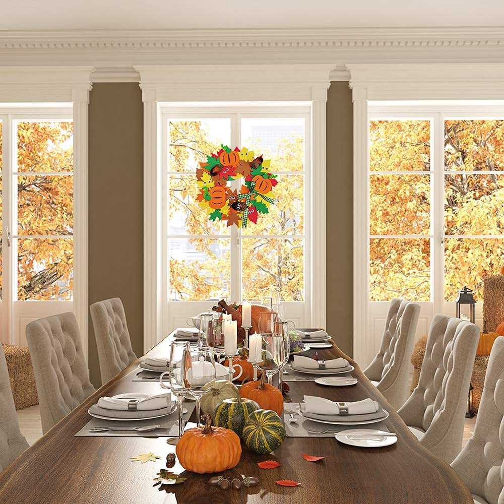 Supla 12-Pack 3D Pumpkin Fall Leaf Wreath Craft Kit – DIY Thanksgiving Wreath for Kids