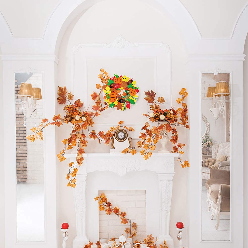 Supla 12-Pack 3D Pumpkin Fall Leaf Wreath Craft Kit – DIY Thanksgiving Wreath for Kids
