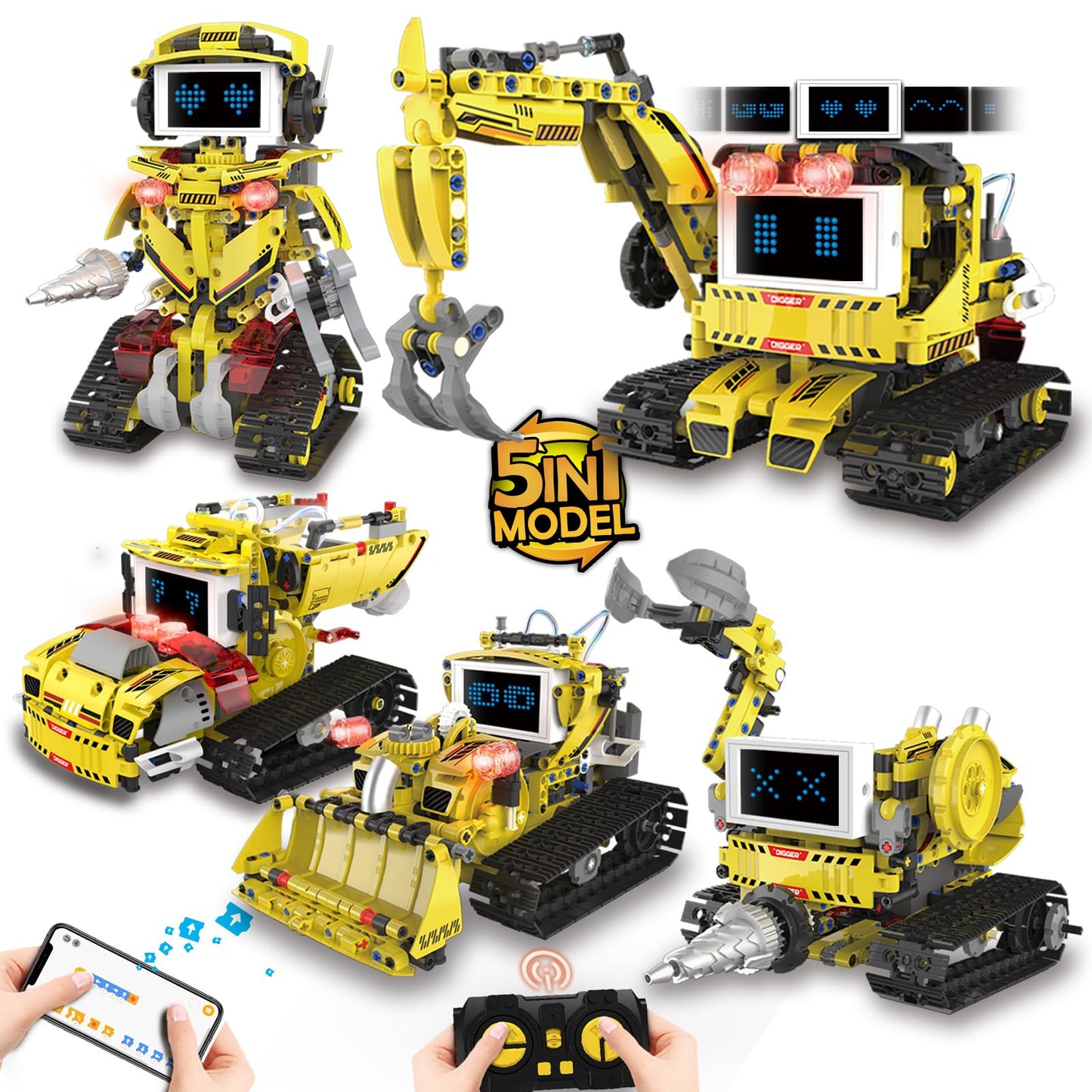 Suplanet 5-in-1 Programmable Robot Building Set for Ages 6-14 – Remote & App Control, LED Display (660 PCS)