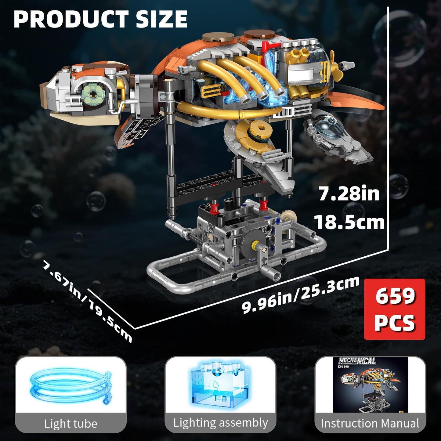 Suplanet Mechanical Turtle Building Set – 659PCS with Rotatable Mechanism & Display Stand | STEM Toy for Ages 8–14
