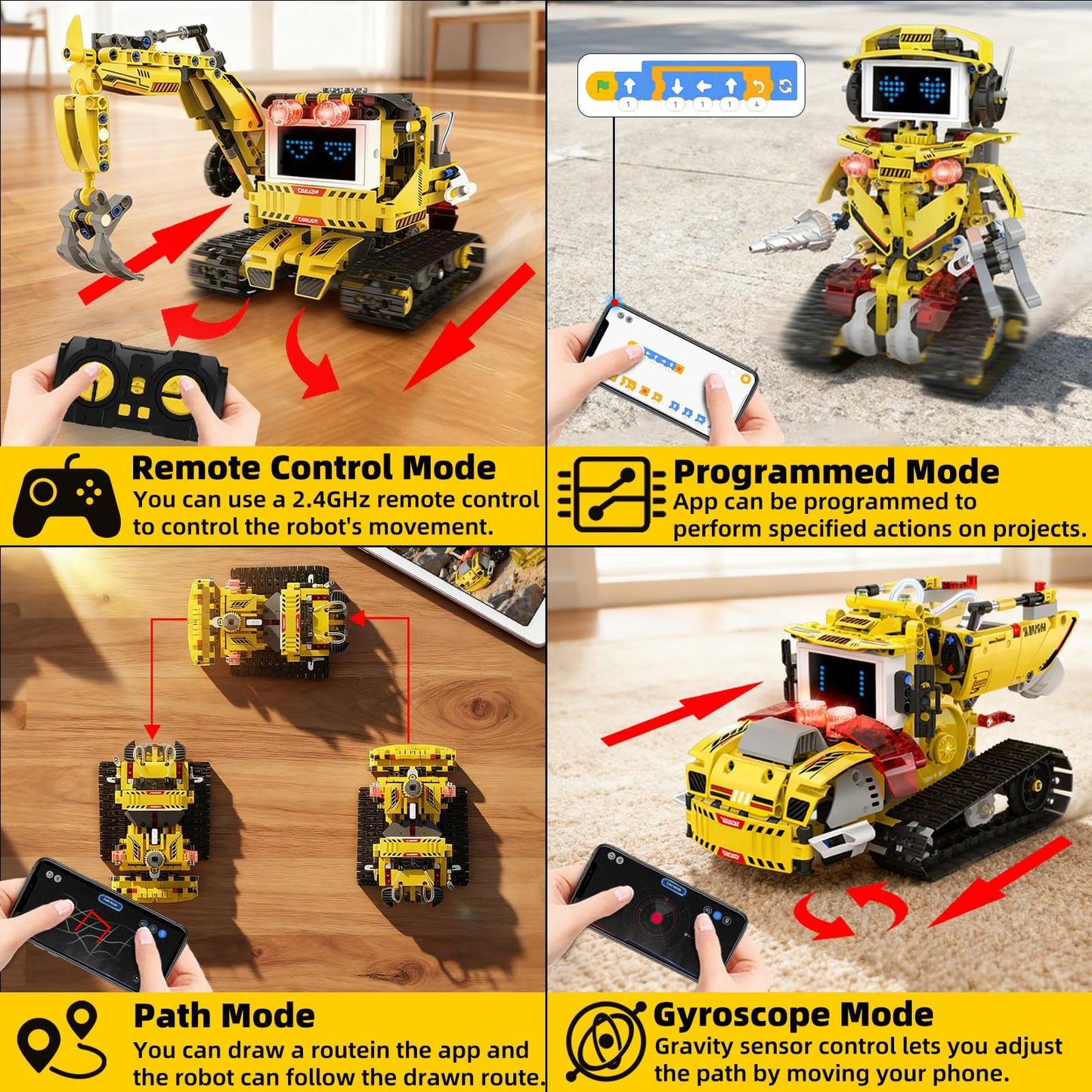 Suplanet 5-in-1 Programmable Robot Building Set for Ages 6-14 – Remote & App Control, LED Display (660 PCS)