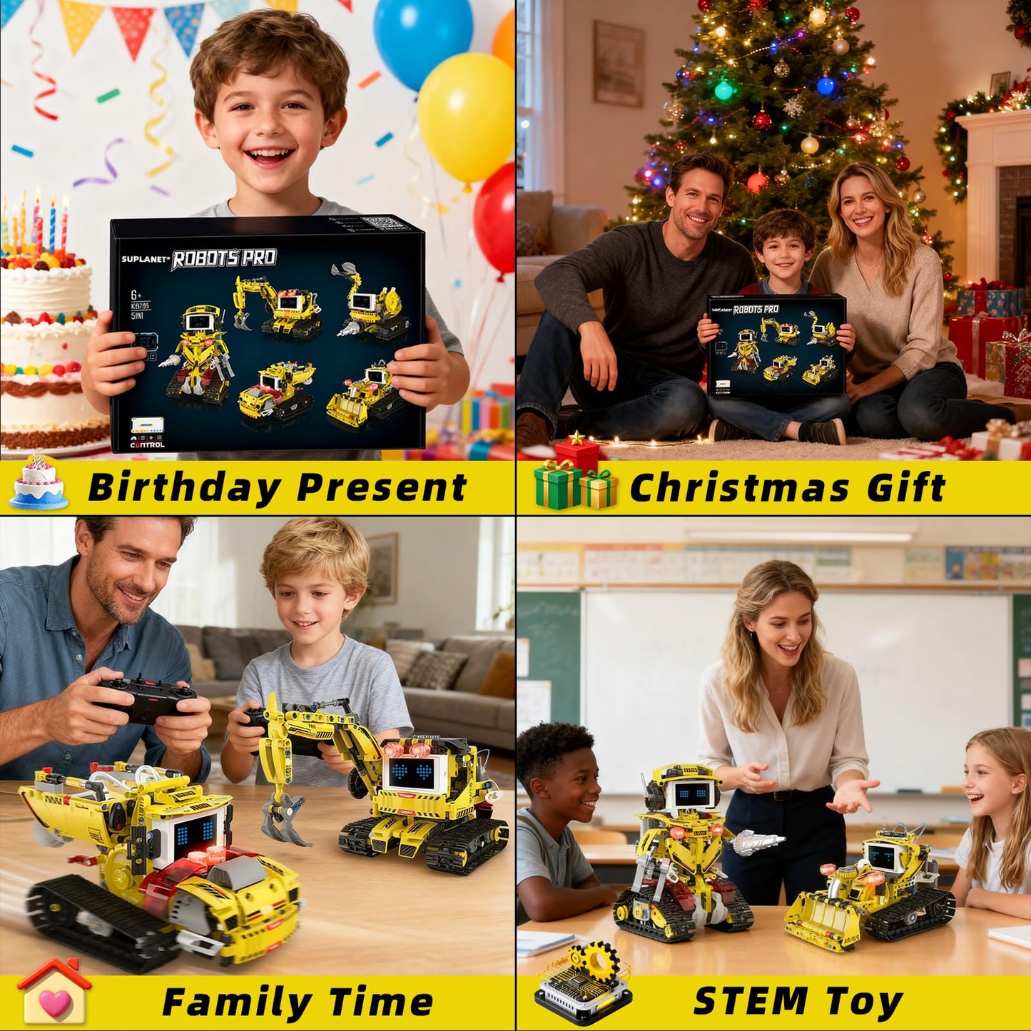 Suplanet 5-in-1 Programmable Robot Building Set for Ages 6-14 – Remote & App Control, LED Display (660 PCS)