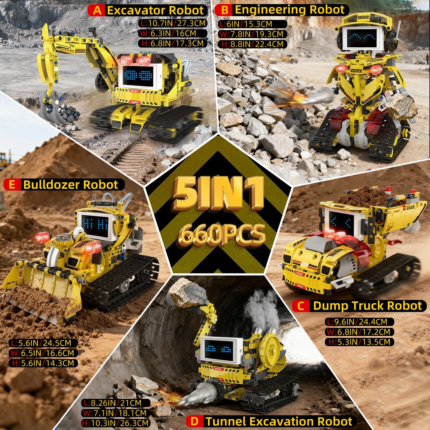 Suplanet 5-in-1 Programmable Robot Building Set for Ages 6-14 – Remote & App Control, LED Display (660 PCS)