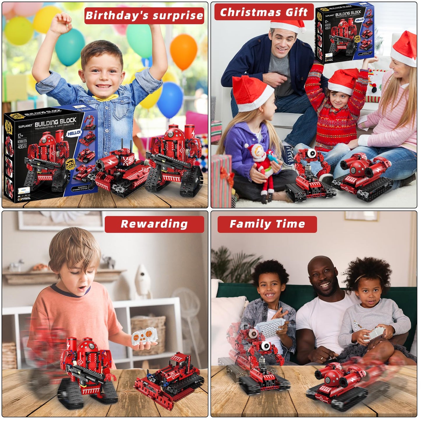 Suplanet STEM Robot Toys for Kids 8-14 – 5-in-1 Remote Control & APP Programmable Kit (495+ Pcs)