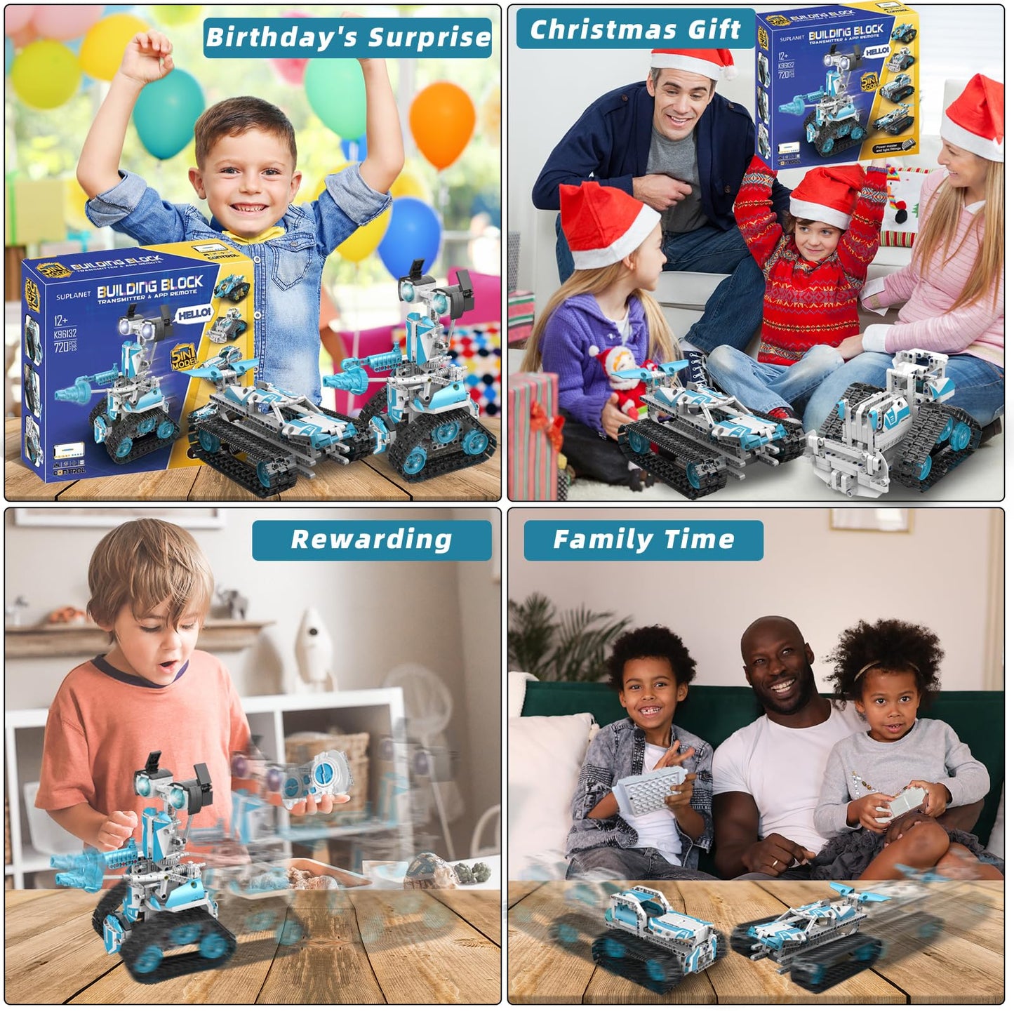 Suplanet STEM Robot for Kids 8-14 – 5-in-1 RC & App Programmable 720-Piece Kit