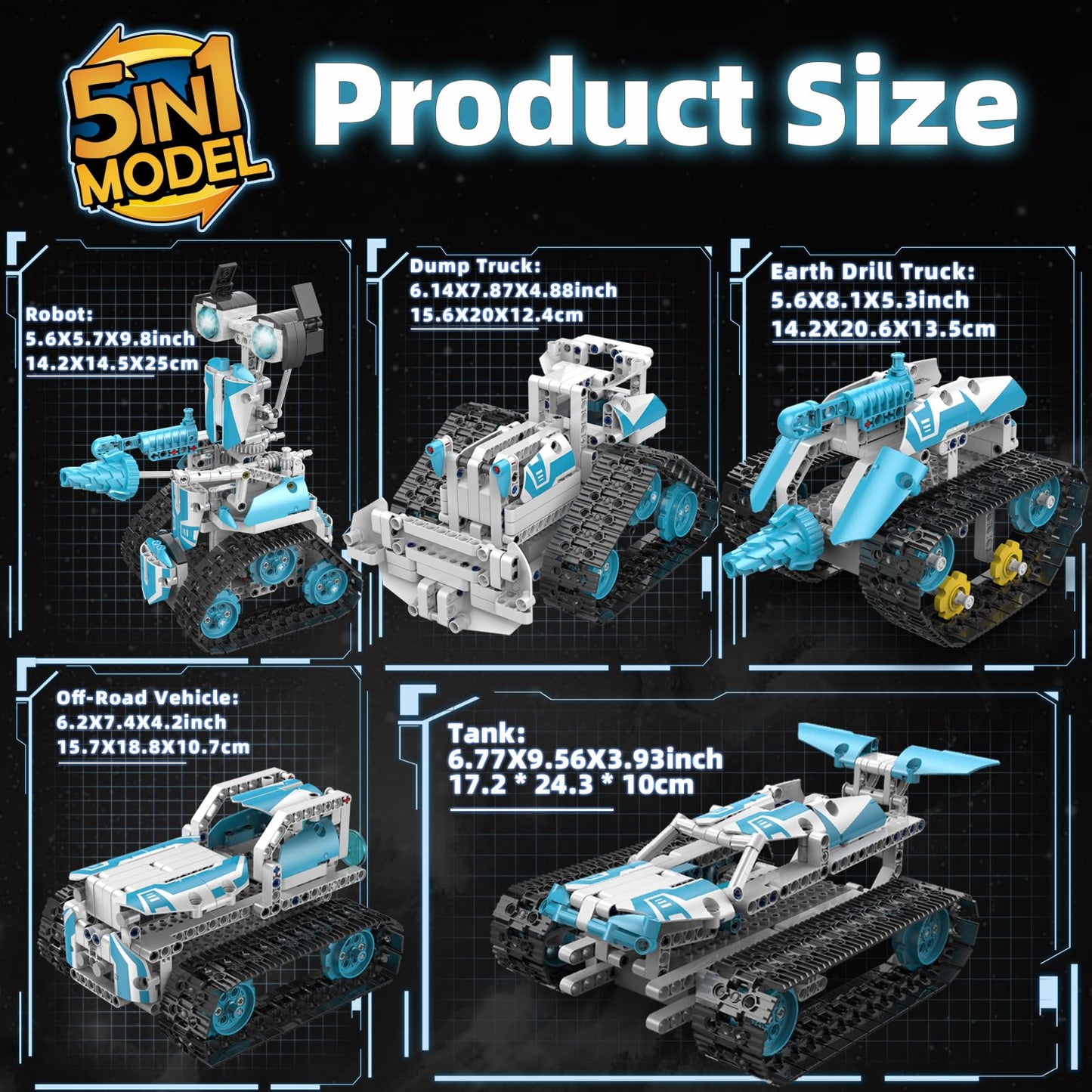 Suplanet STEM Robot for Kids 8-14 – 5-in-1 RC & App Programmable 720-Piece Kit