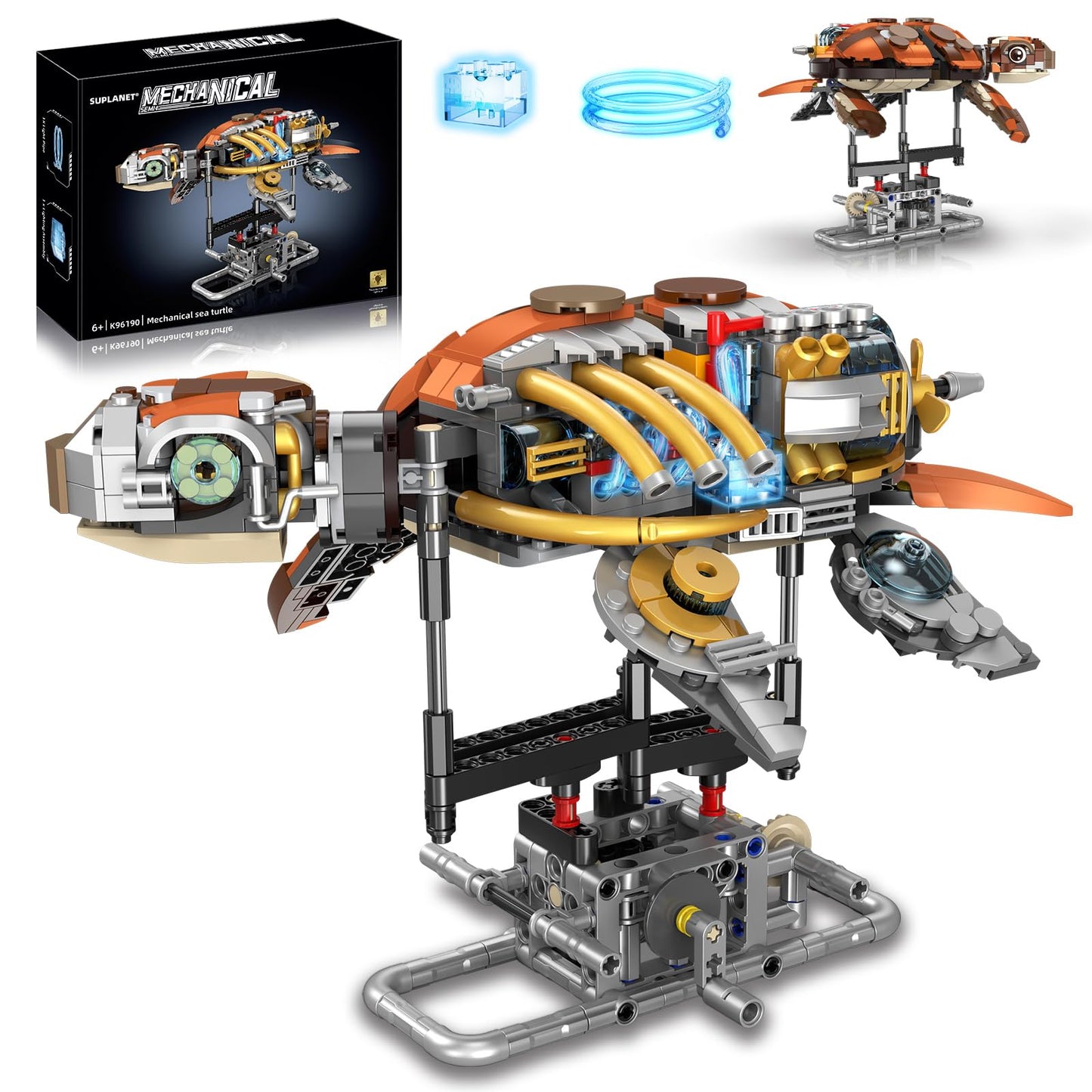 Suplanet Mechanical Turtle Building Set – 659PCS with Rotatable Mechanism & Display Stand | STEM Toy for Ages 8–14