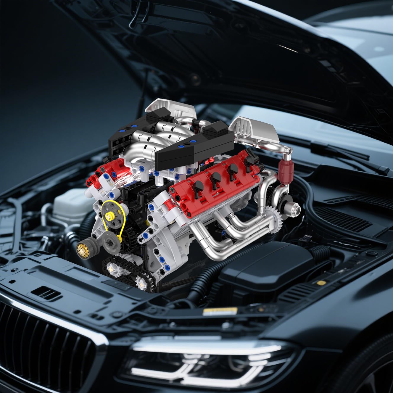 Supleplanet V8 Engine Model Kit – LED Light, App Control, 700 PCS