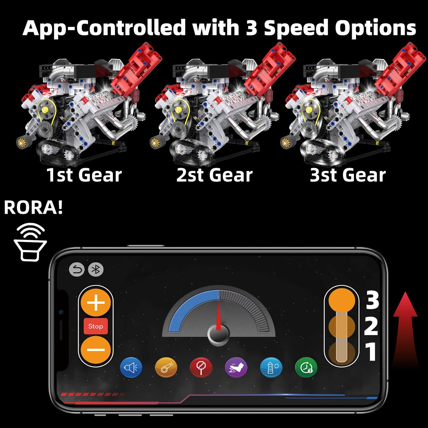 Supleplanet V8 Engine Model Kit – LED Light, App Control, 700 PCS
