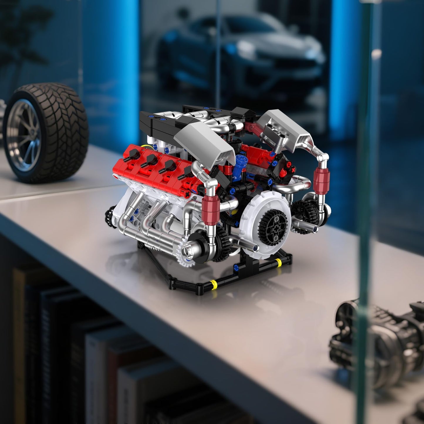 Supleplanet V8 Engine Model Kit – LED Light, App Control, 700 PCS