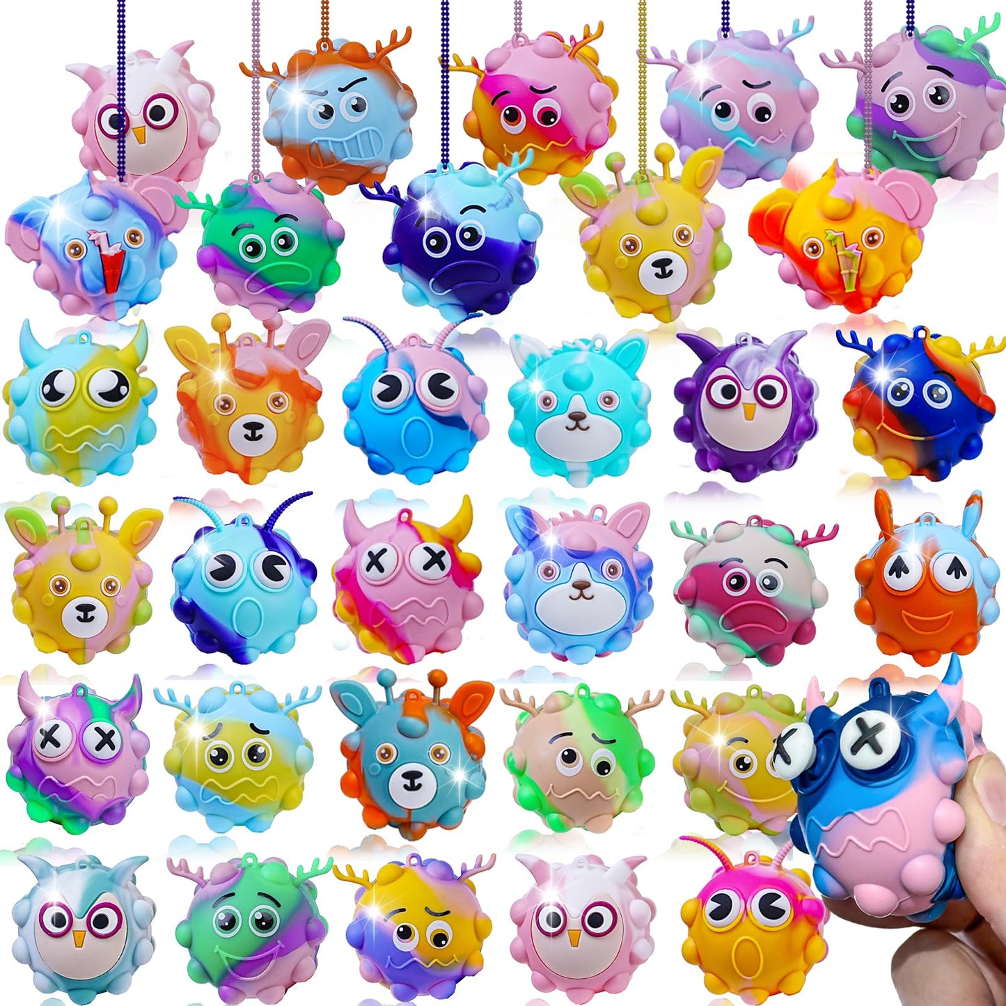 Supovil 72pcs Animal Pop It Ball Set – 3D Fidget Toys & Party Favors