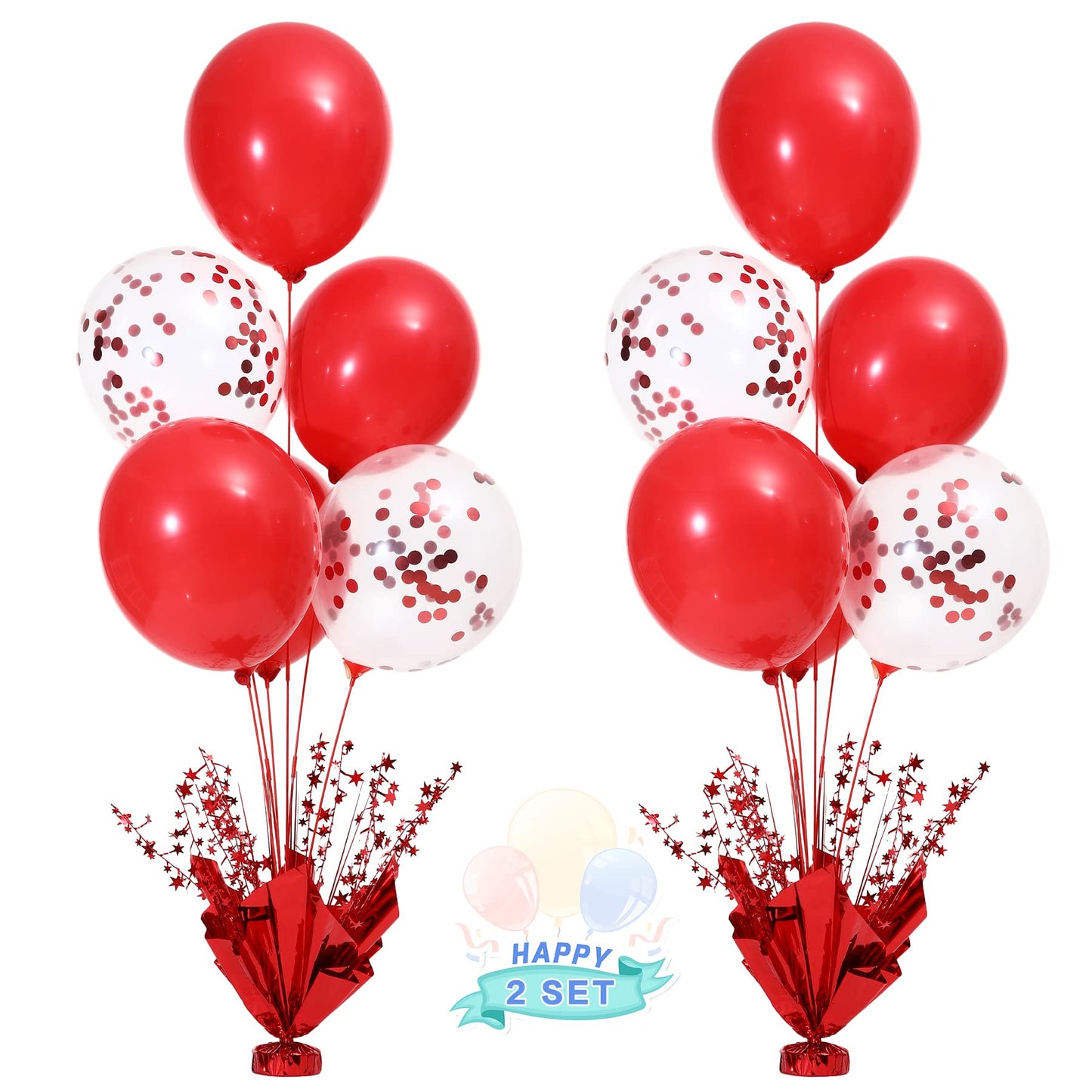 Suppromo 2-Set Red Balloon Centerpieces — Tabletop Balloon Stand Kit for Parties