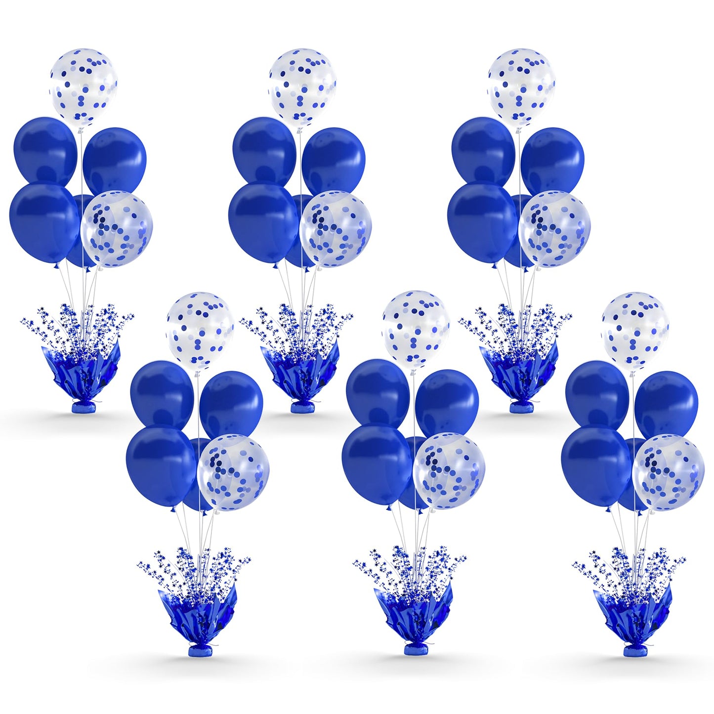 Suppromo 6-Set Royal Blue Table Balloon Stand Kit | Foil Star Spray Centerpiece