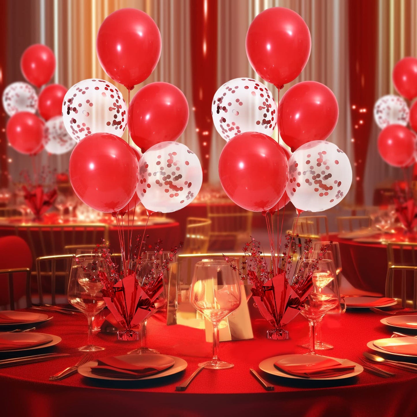 Suppromo 2-Set Red Balloon Centerpieces — Tabletop Balloon Stand Kit for Parties